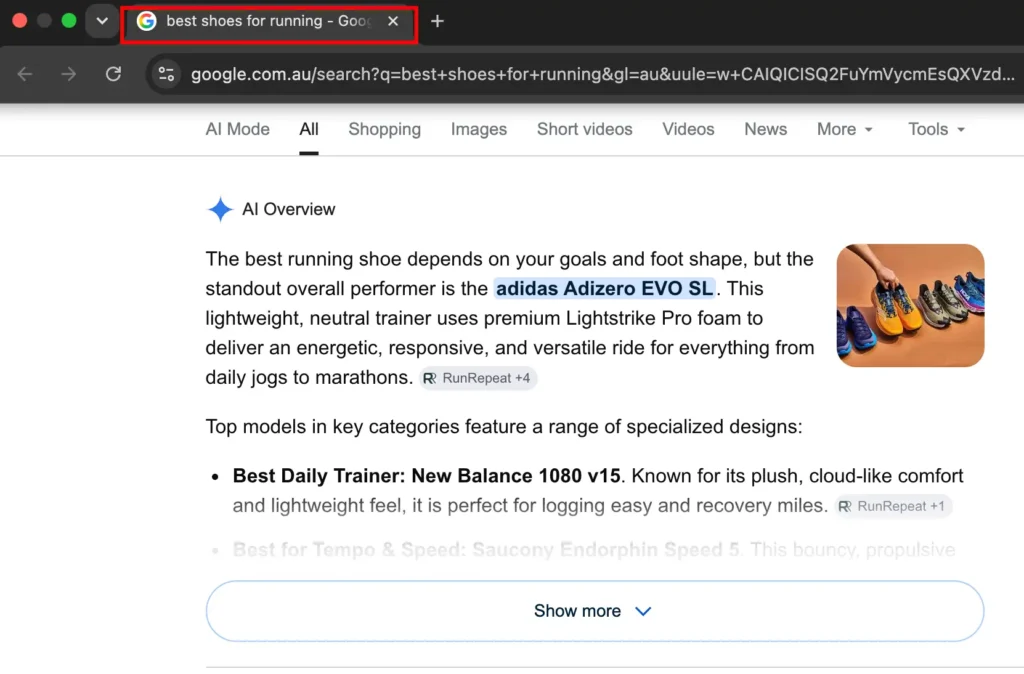 title tag in browser tabs