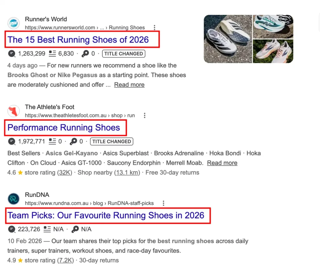 title tag in serp