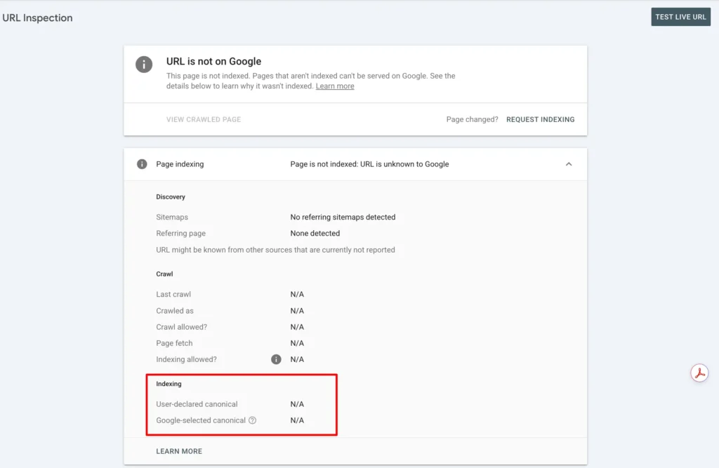canonical tags example in google search console